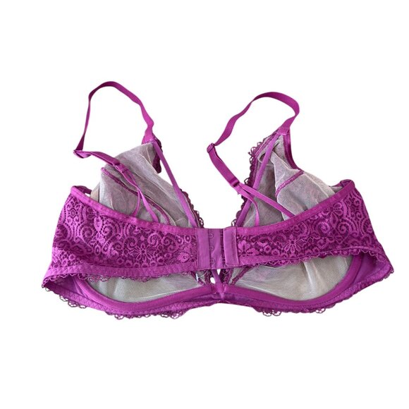 Adore Me Women Sexy Purple Lace Sheer Underwire Bra Size 38DDD Strappy Unlined - Picture 7 of 10
